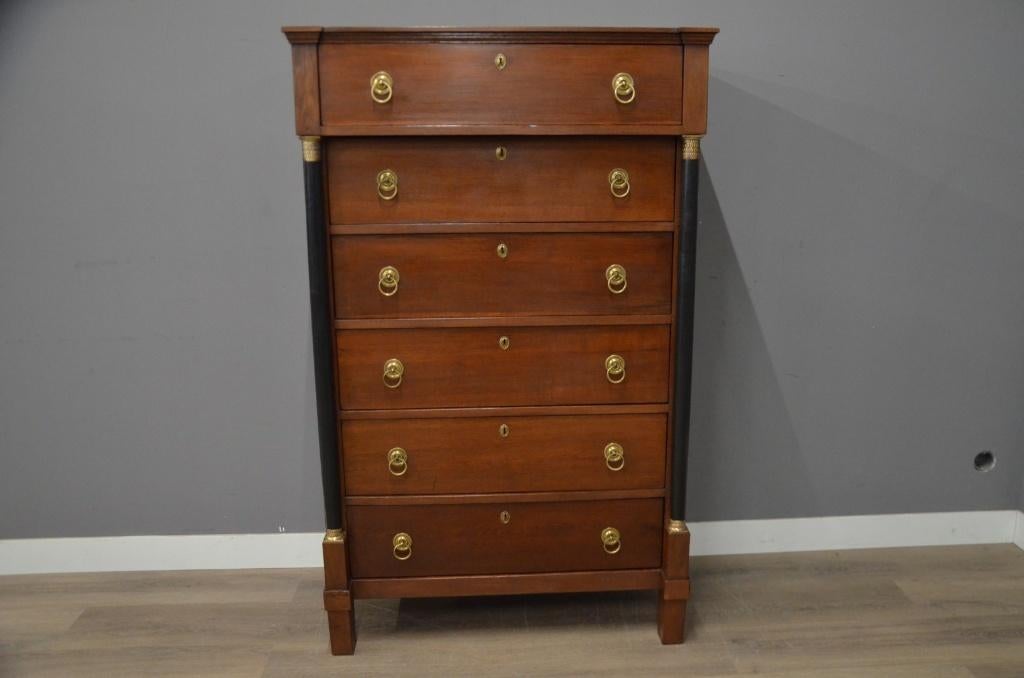 Antieke eiken Empire chiffonnière, Antiek en Kunst, Ophalen of Verzenden