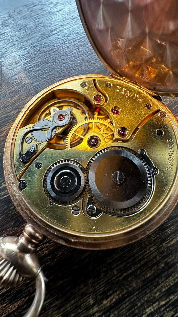 Antiek Zenith Zakhorloge 14K Goud, Overige merken, Zakhorloge, Ophalen of Verzenden, Met ketting