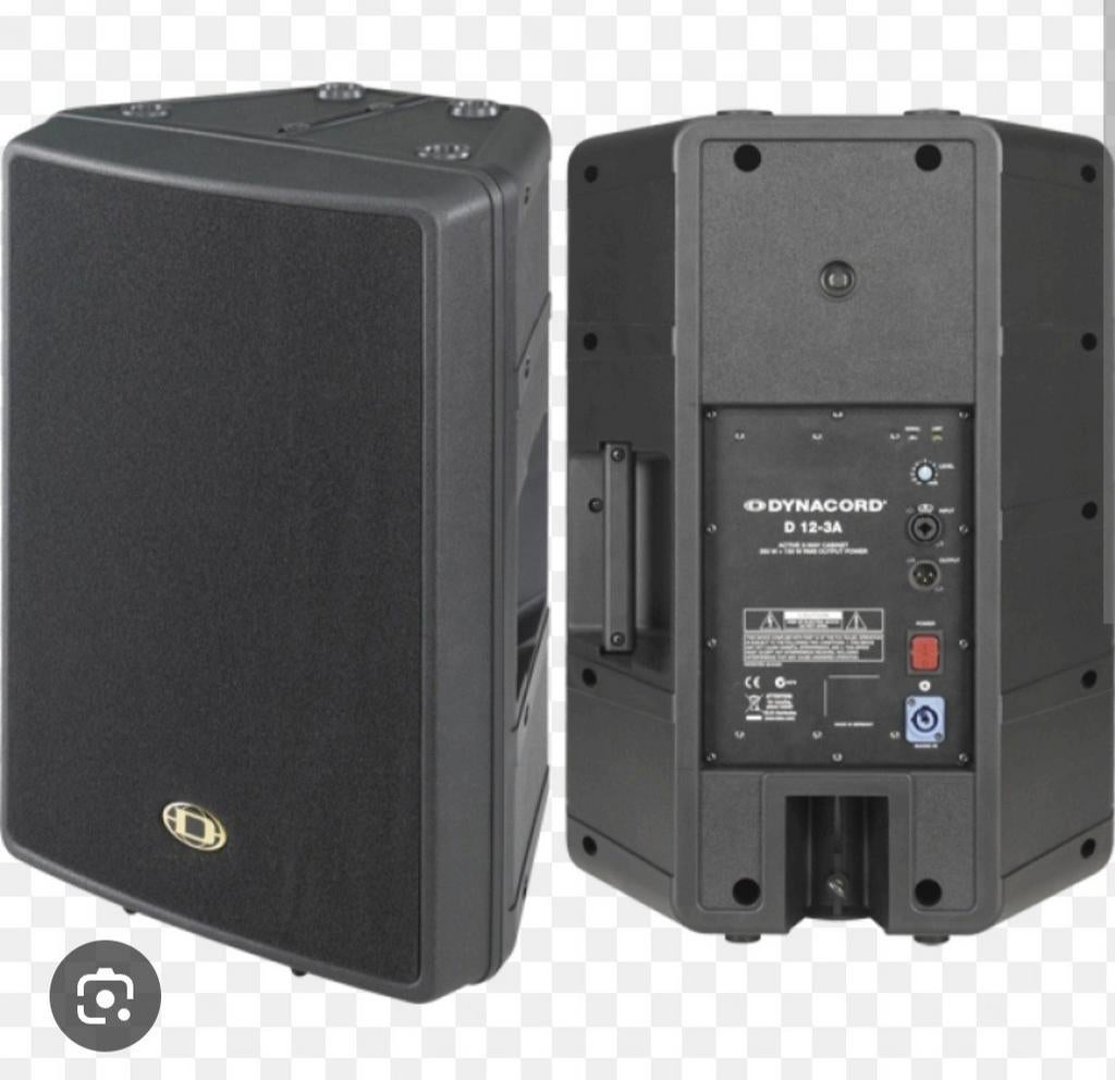 Dynacord D 12-3A actieve speakers, Gebruikt, 120 watt of meer, Front, Rear of Stereo speakers, Ophalen