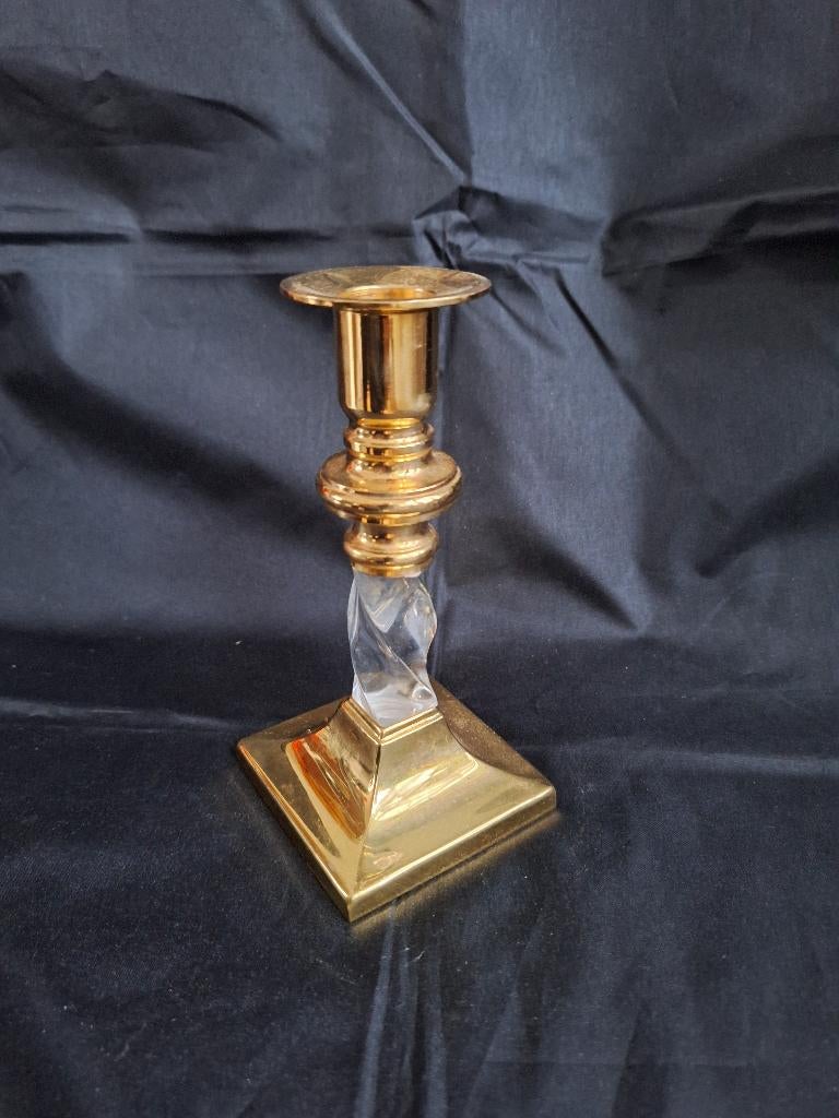 Vintage Messing Lucite Kandelaarhouder, Ophalen, Zo goed als nieuw, Metaal, Kandelaar