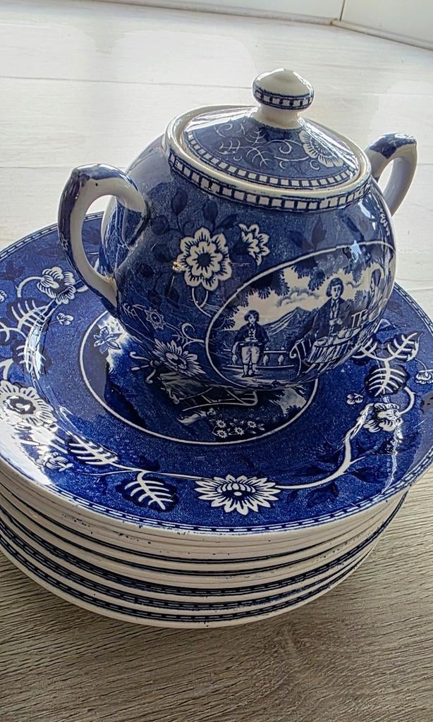 Maastrichts blauw-wit servies – Société Céramique, Ophalen of Verzenden