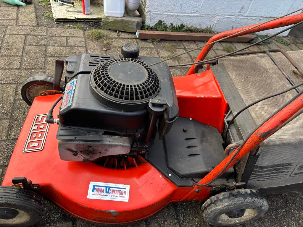Sabo Benzine Grasmaaier met Opvangzak, Ophalen, Cirkelmaaier, Gebruikt, 40 t/m 49 cm