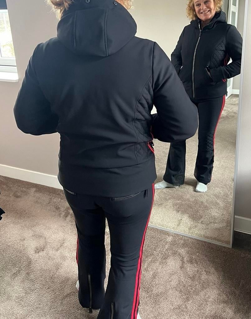 Goldbergh Zwarte Ski Set met Rode Streep, Kleding | Dames, Wintersportkleding, Ophalen of Verzenden, Zo goed als nieuw, Maat 42/44 (L)