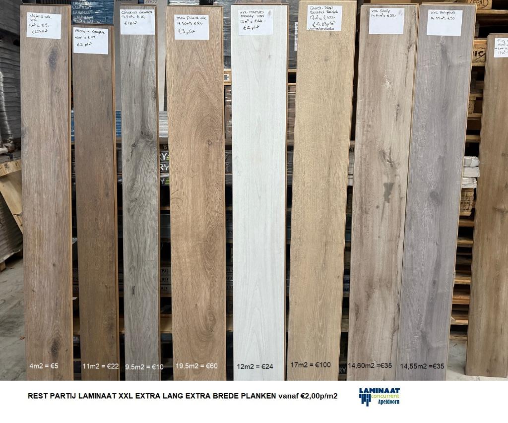 Laminaat vloeren vanaf €1,95m2 9m2 t/m 2500m2 voorraad, Ophalen, 75 m² of meer, Tegel laminaat vloeren, Nieuw
