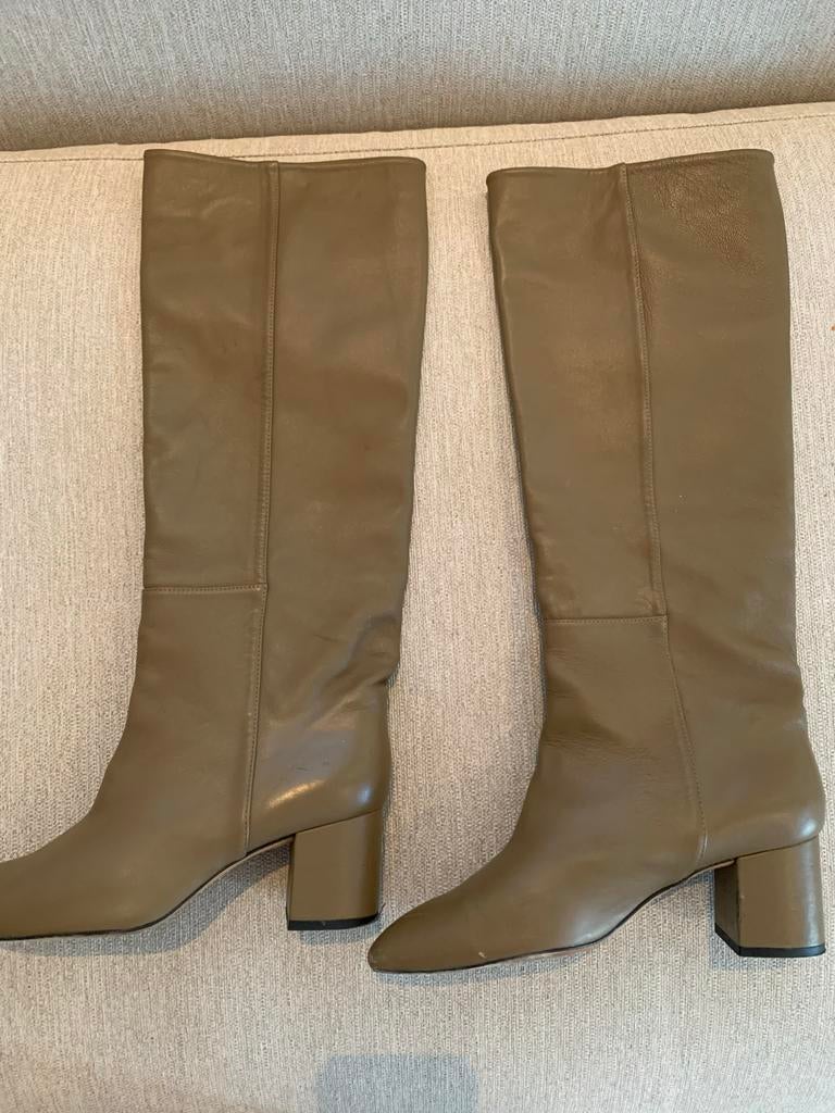 Toral Taupe Laarzen met Blokhak, Kleding | Dames, Schoenen, Ophalen of Verzenden, Gedragen, Beige, Hoge laarzen