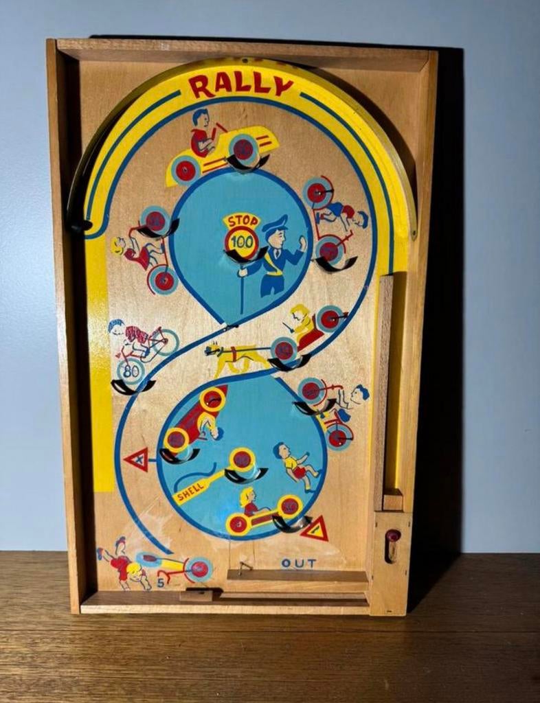 Vintage trekbiljart knikkerspel 'Rally'.456, Ophalen of Verzenden