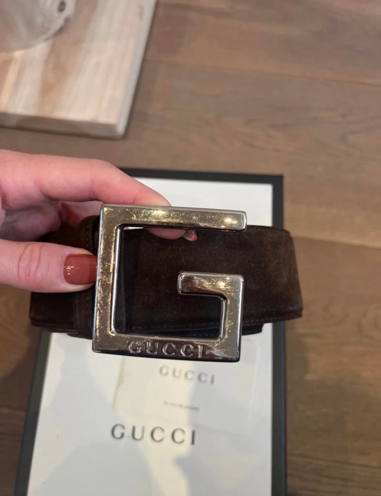Gucci Riem Dames 85cm Velvet Bruin - 100% Origineel, Kleding | Dames, Riemen en Ceinturen, 80 tot 90 cm, Bruin, Echt leder, Ophalen of Verzenden
