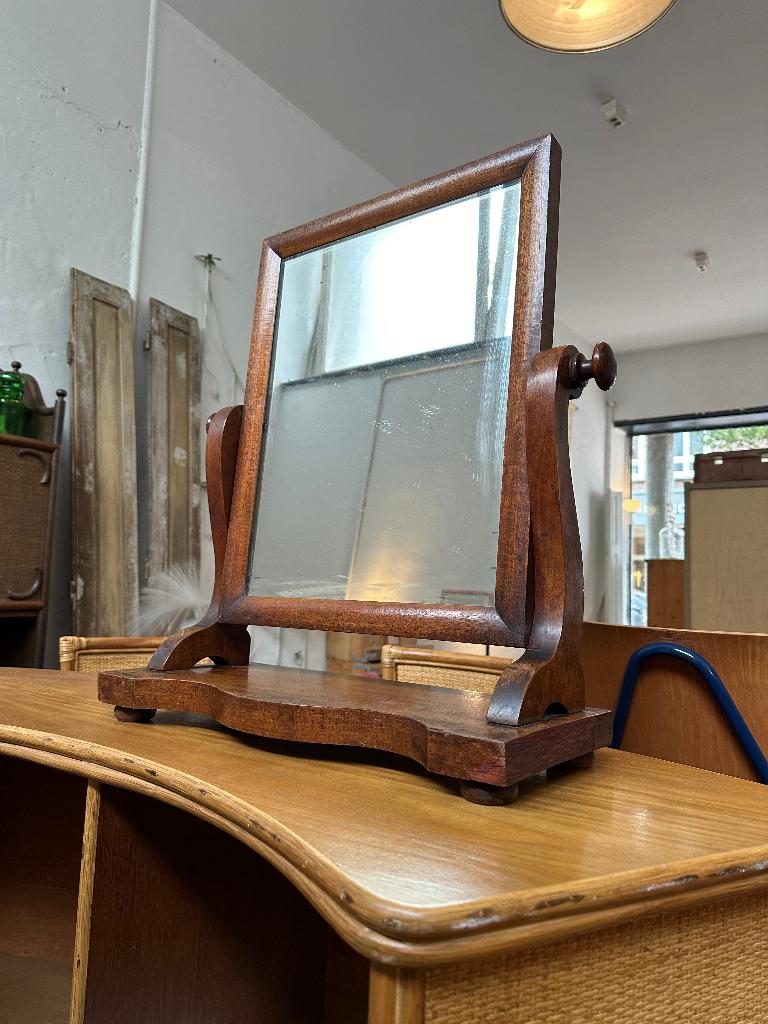 SALE: antieke, brocante, vintage kaptafel spiegel mahonie, Ophalen, Overige vormen, Minder dan 50 cm, Minder dan 100 cm