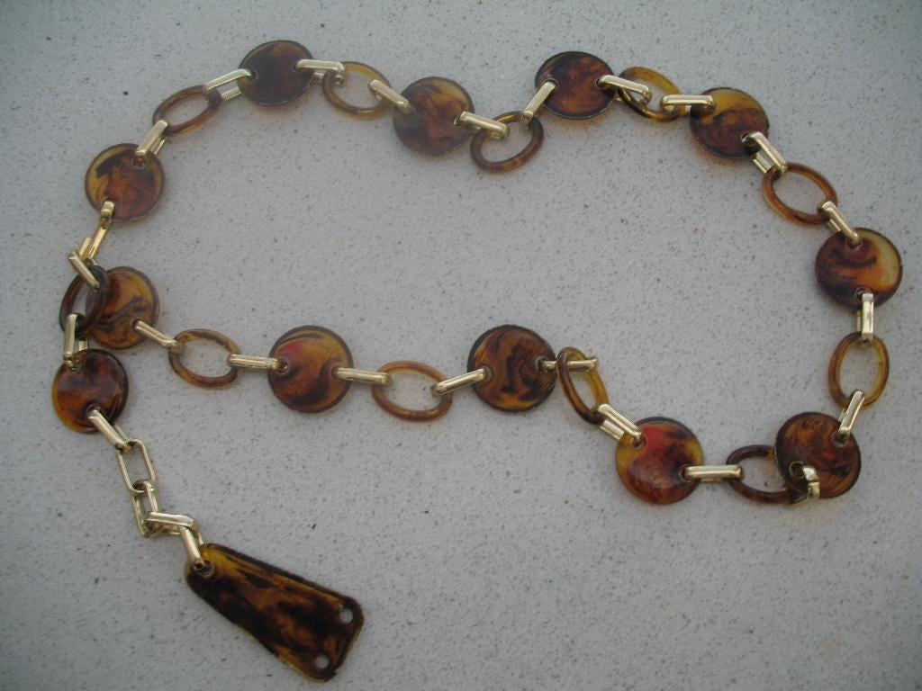 Ceintuur- Lucite Schildpad +Goudklr Schakels Vintage, Ophalen of Verzenden, Zo goed als nieuw, Overige kleuren, 80 tot 90 cm