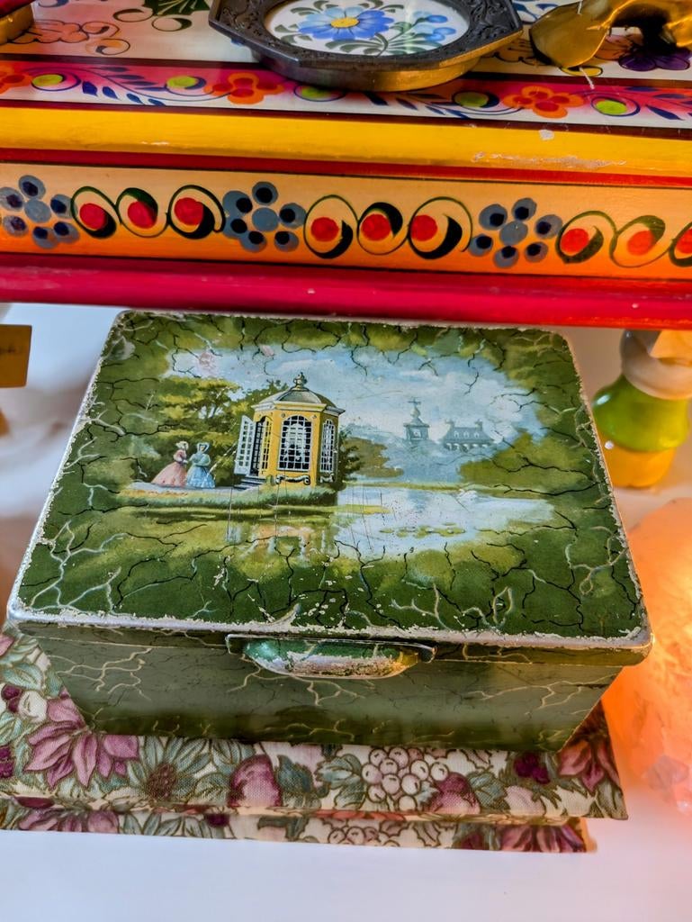 Vintage blik theehuis, Ophalen of Verzenden, Gebruikt, Overige, Overige merken