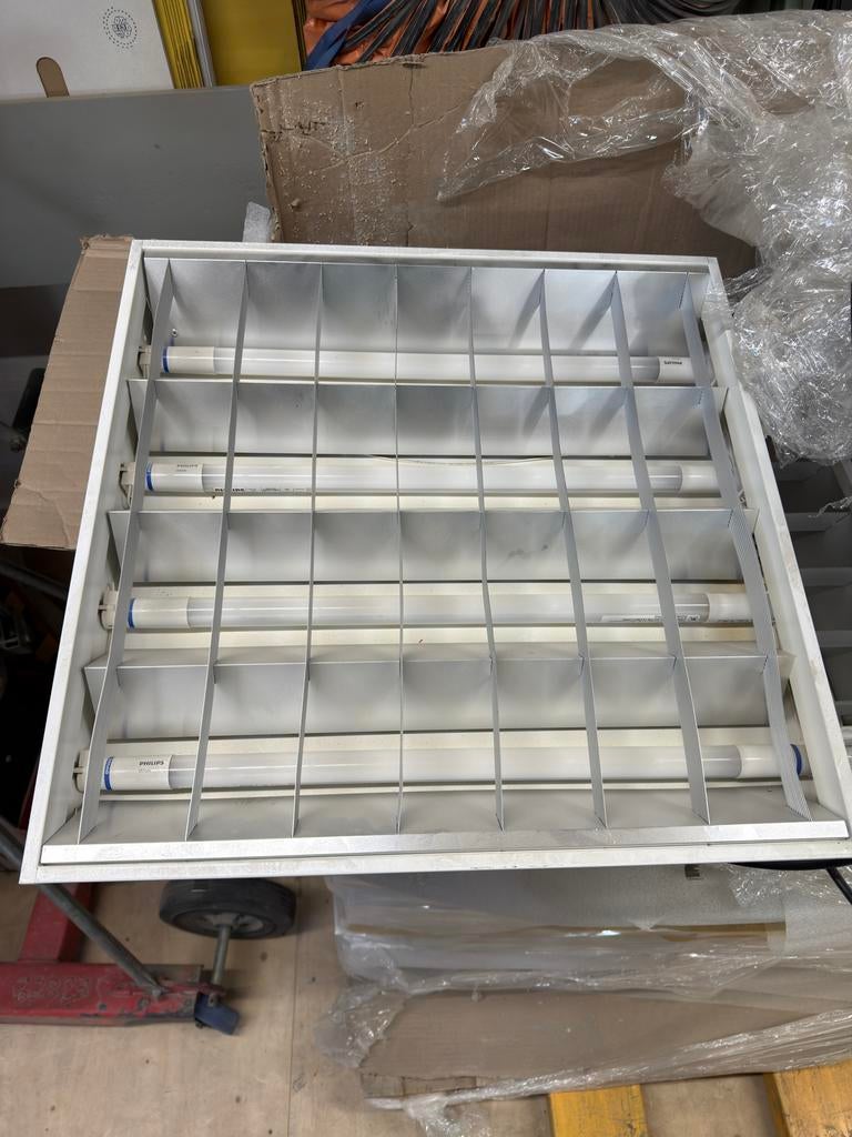 24x TL Lichtbakken met Philips LED Tubes 60x60cm, Ophalen of Verzenden, Gebruikt, Minder dan 50 watt, Lamp met armatuur