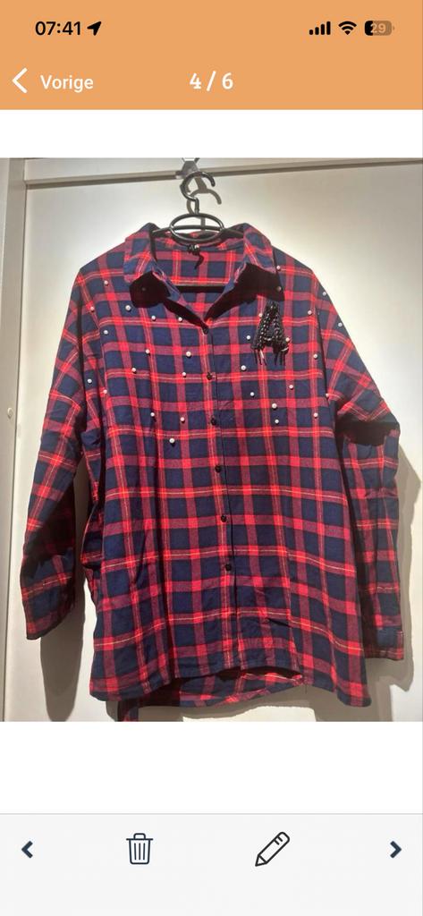 L - Geruite Western Blouse Rood Blauw - Letter A, Ophalen of Verzenden, Gedragen, Maat 38/40 (M), Blauw