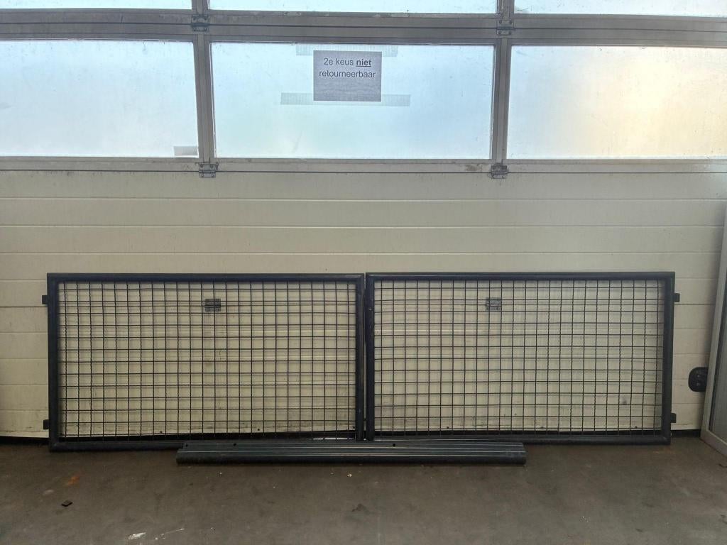 Dubbele Tuinpoort - 75 x 300 cm - Antracietgrijs RAL 7016, Gebruikt, Verzenden, Hekwerk Centrale Twente, Industriestraat 8a, 7582CR Losser