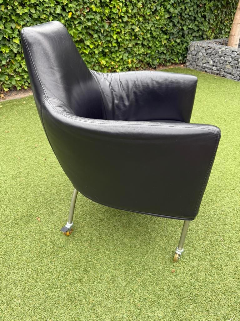 4x Eetkamerstoel Bert Plantagie, Ophalen, Leer, Zo goed als nieuw, Vier