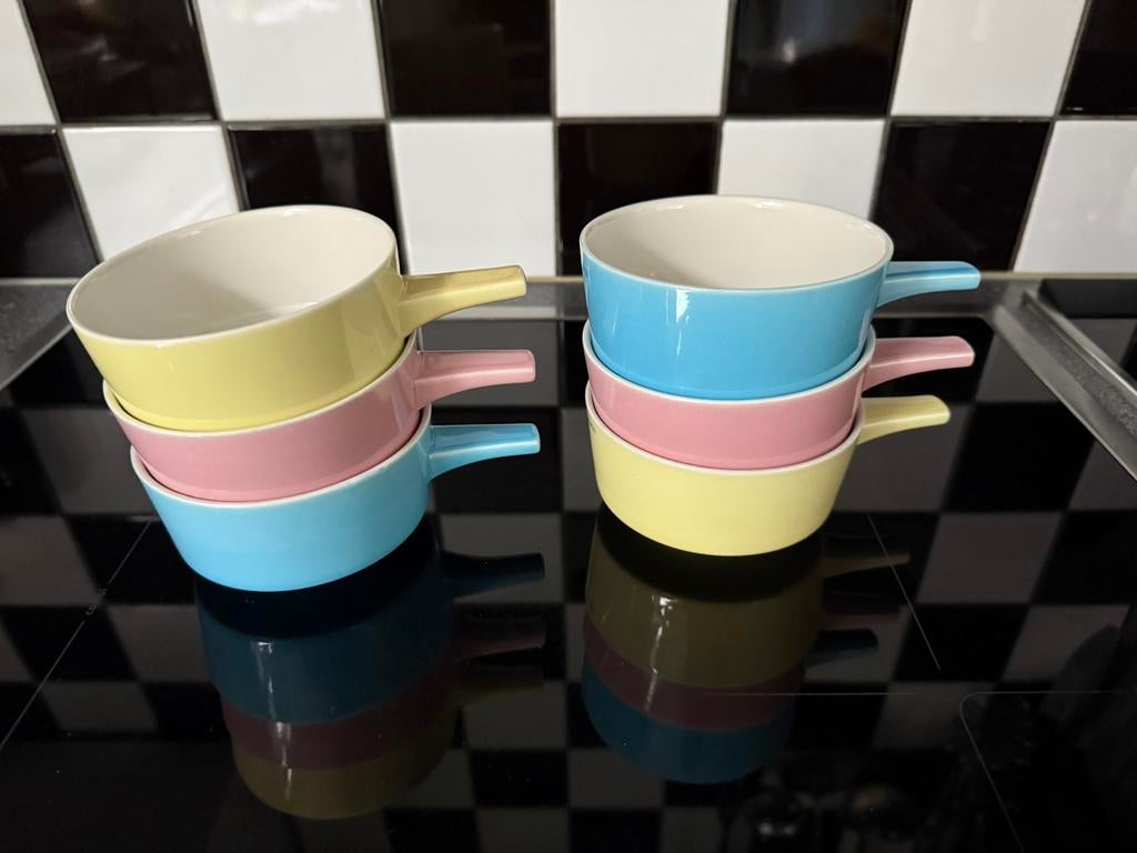 6 pastel Royco soepkommen met steeltje van Villeroy & Boch, Ophalen of Verzenden