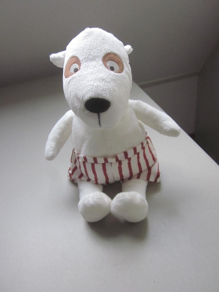 Ikea witte pluche hond knuffel bruin-wit gestreepte broek, Ophalen of Verzenden, Nieuw, Hond