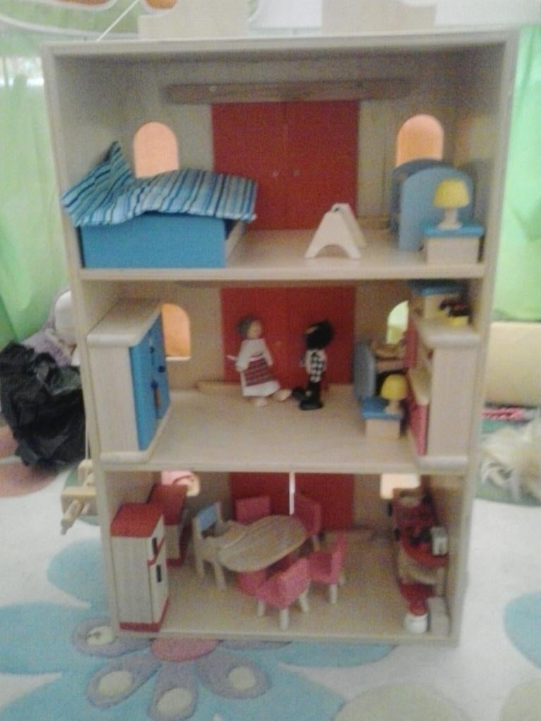 Poppenhuis - houten grachtenpand - inclusief toebehoren, Kinderen en Baby's, Speelgoed | Poppenhuizen, Ophalen, Gebruikt, Poppenhuis