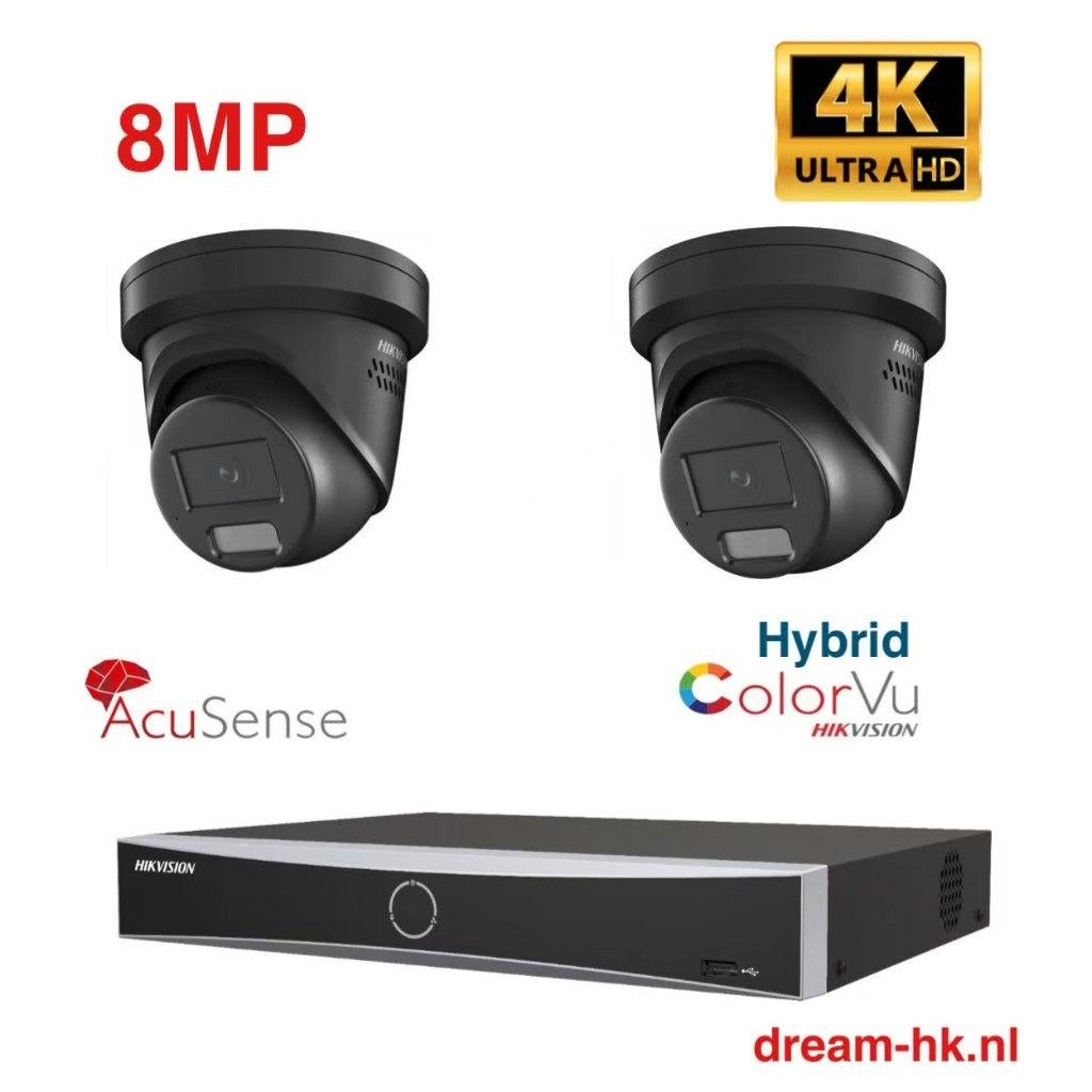 8MP Hybrid ColorVu 3.0 Hikvision IP PoE set/NVR+2x camera, Audio, Tv en Foto, Videobewaking, Ophalen of Verzenden, Nieuw, Buitencamera
