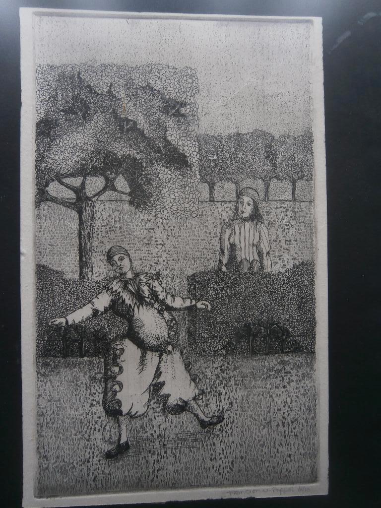 Pias in de Tuin, erg grappige ets van Francien van Poppel, Antiek en Kunst, Kunst | Etsen en Gravures, Ophalen of Verzenden