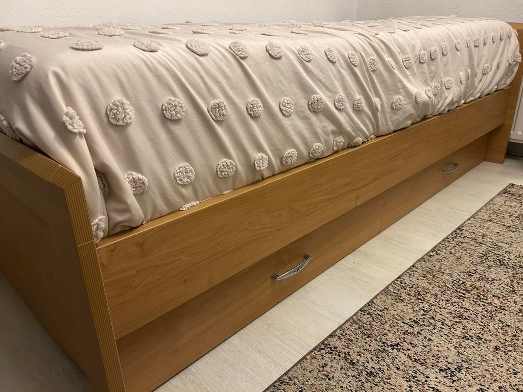 Eénpersoons ledikant met onderschuifbed plus matrassen, Kinderen en Baby's, Kinderkamer | Bedden, Ophalen, 85 tot 100 cm, Gebruikt