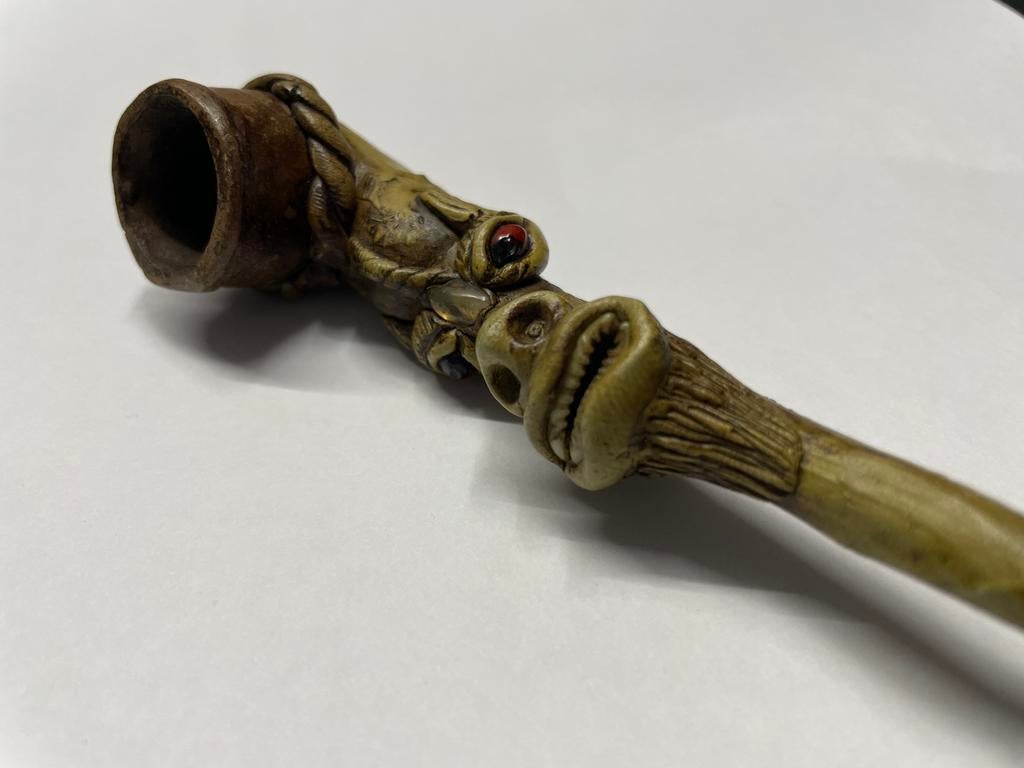 Antieke meerschuimen pijp met grotesk gezicht (ca. 1900), Antiek en Kunst, Ophalen of Verzenden