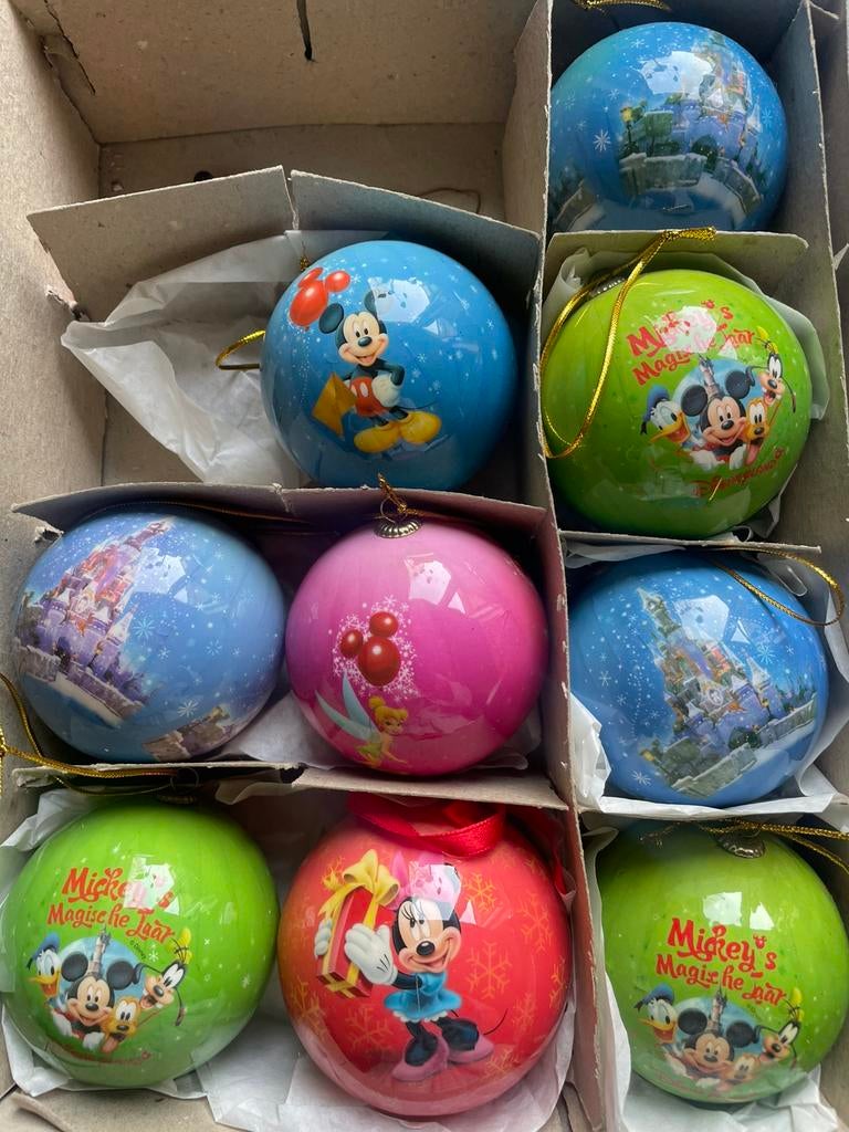 9 Disney kerstballen kunststof, Diversen, Kerst, Ophalen of Verzenden, Zo goed als nieuw