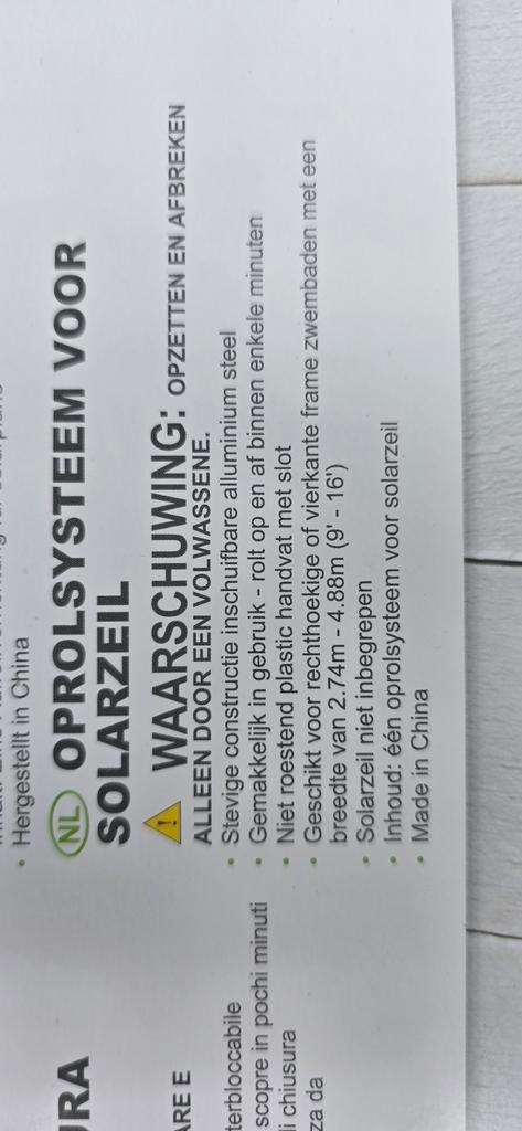 Oprolsysteem voor Solar Cover Zwembad - Eenvoudige Montage, Tuin en Terras, Ophalen, Nieuw, Overige typen