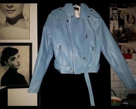 Leerlook blauw leren jasje, maat L, Kleding | Dames, Jasjes, Kostuums en Pakken, Blauw, Maat 42/44 (L), Nieuw, Ophalen of Verzenden