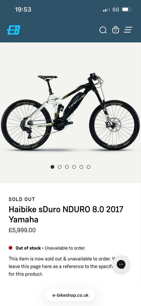 Haibike Sduro Nduro 8.0 - Nieuwe accu, Sram XO, Magura MT7, Fietsen en Brommers, Elektrische fietsen, Ophalen, Gebruikt, Overige merken