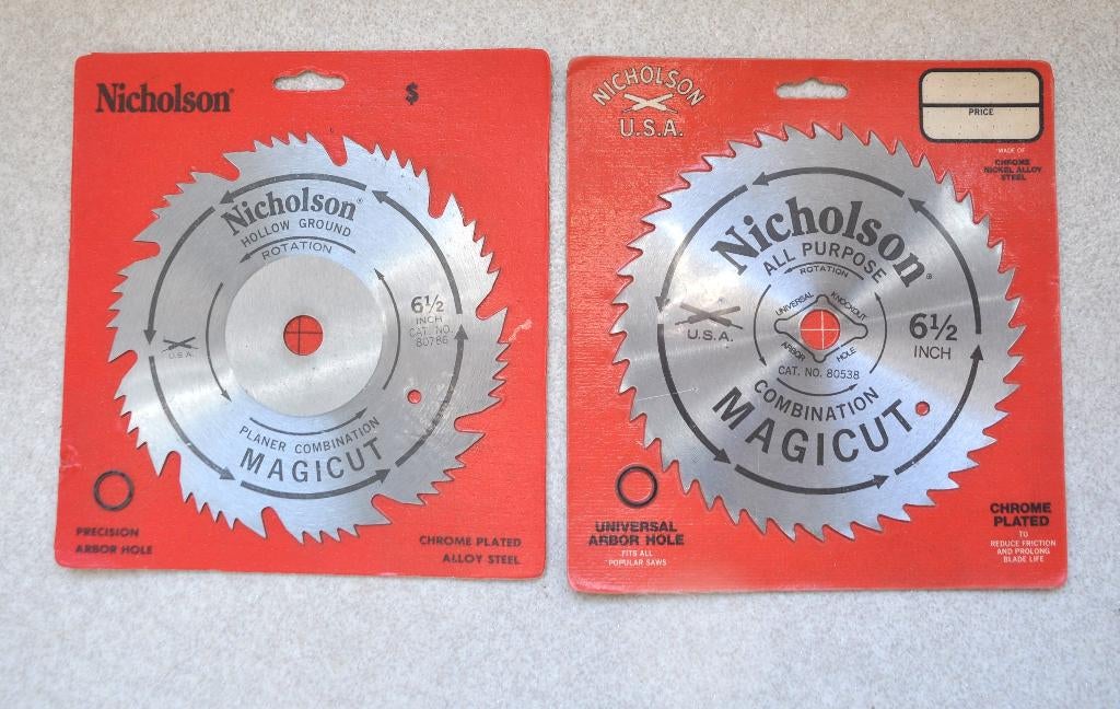 2  Nicholson  Cirkelzaagbladen  -  Nieuw!, Nicholson, Cirkelzaag, 70 mm of meer, Nieuw