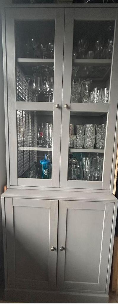 IKEA Opberger Grijs met vitrine deuren HAVSTA, Huis en Inrichting, Kasten | Vitrinekasten, Ophalen, Met deur(en), 200 cm of meer