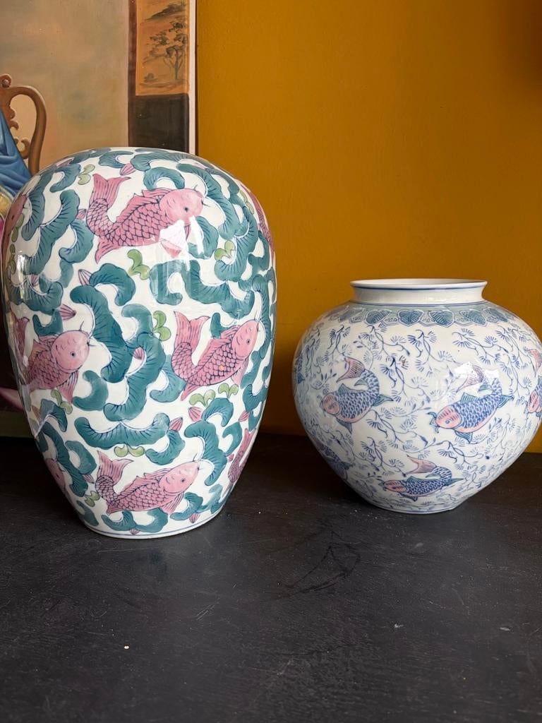 Chinese middelgrote vazen met vissen decoratie, Antiek en Kunst, Antiek | Vazen, Ophalen