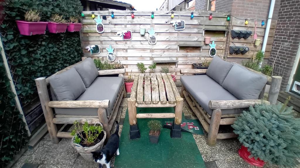 Tuin set banken met tafel., Ophalen, Gebruikt