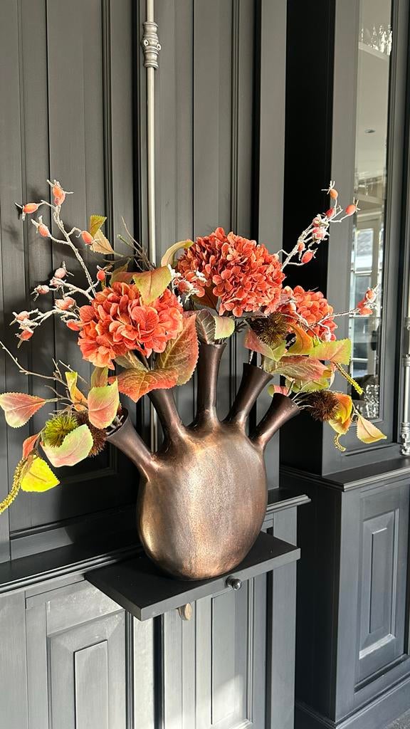 Toeter vaas met oranje tinten, Overige materialen, Nieuw, Oranje, Ophalen of Verzenden