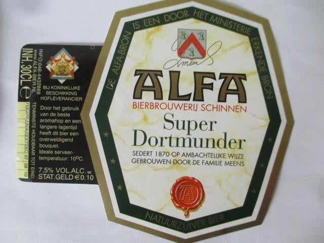 bieretiket Nederland 8-4 (D12) alfa, Ophalen of Verzenden, Nieuw, Overige typen, Overige merken