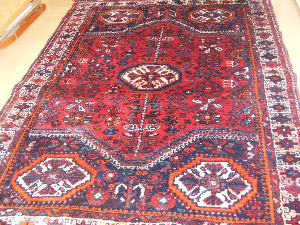 Handgeknoopt Perzisch Tapijt kord-shiraz.Maat:1.20X1.60.m, 100 tot 150 cm, Verzenden, Crème, Zo goed als nieuw