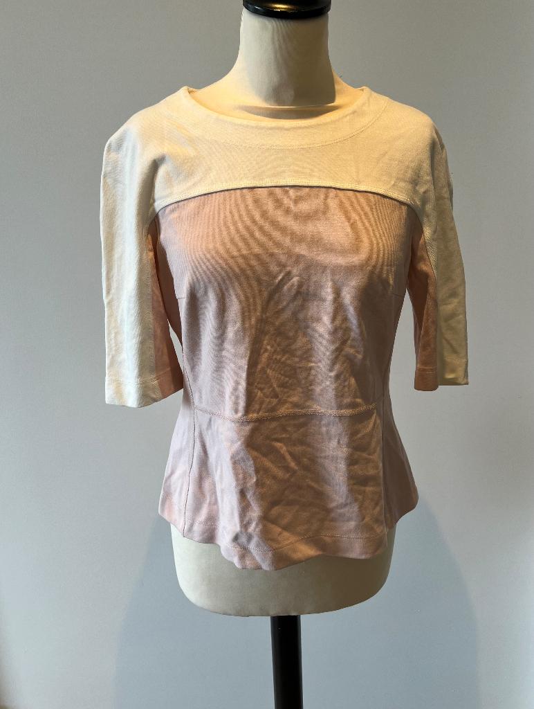 ZGAN roze wit Vanilia peplum top blouse shirt M 38 3/4 mouw, Maat 38/40 (M), Vanilia, Ophalen of Verzenden, Zo goed als nieuw
