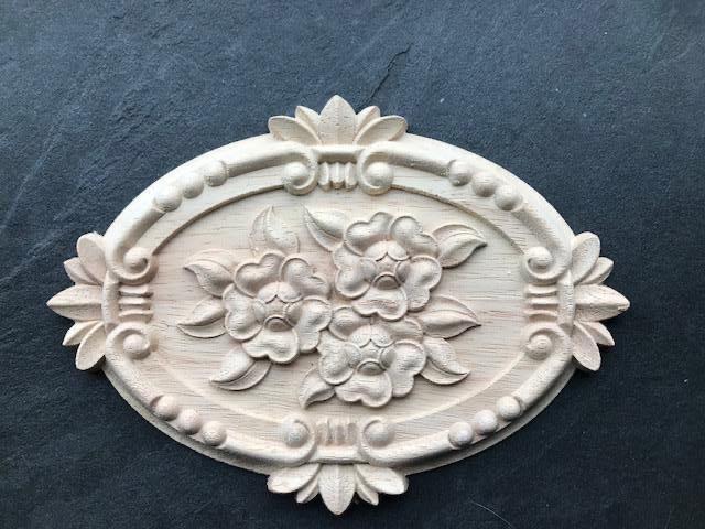 Houtsnijwerk ornament rozen rond nieuw applique console, Brocante, Nieuw, Ophalen of Verzenden, https://verburgtvintage.nl/#contact