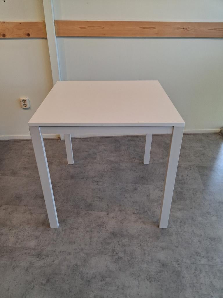 Witte eettafel/bureautafel, compact en modern, Huis en Inrichting, Tafels | Eettafels, Gebruikt, 50 tot 100 cm, Vierkant, Tot twee personen