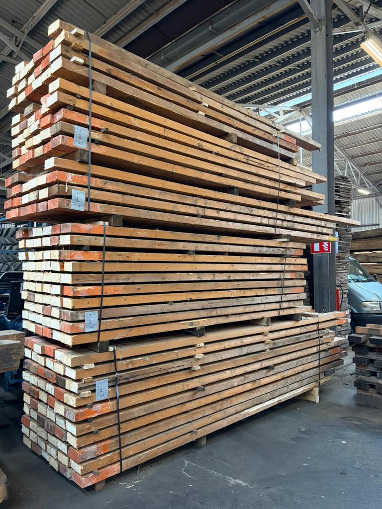 Gebruikte vuren gordingen, Doe-het-zelf en Verbouw, Hout en Planken, Ophalen, Gebruikt, Balk, Vuren