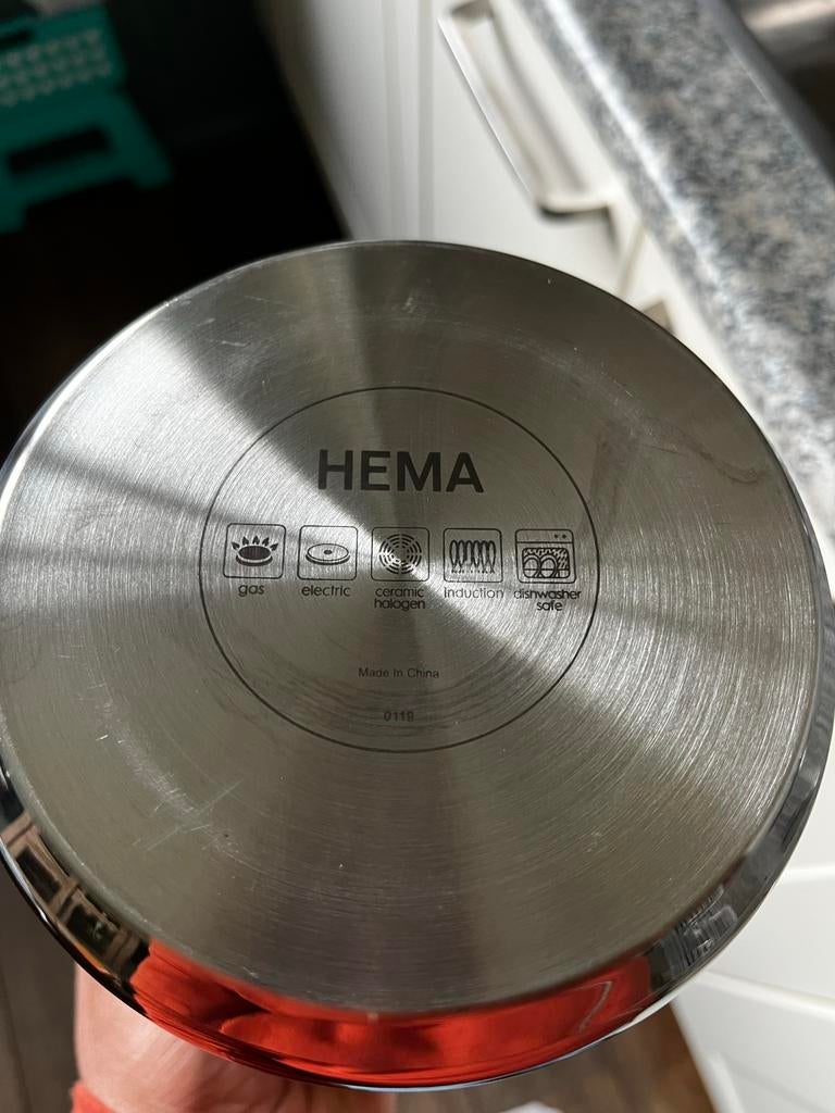 Hema Kookpan met Vergiet voor asperges, Ophalen, Inductieplaat, Overige typen, Zo goed als nieuw