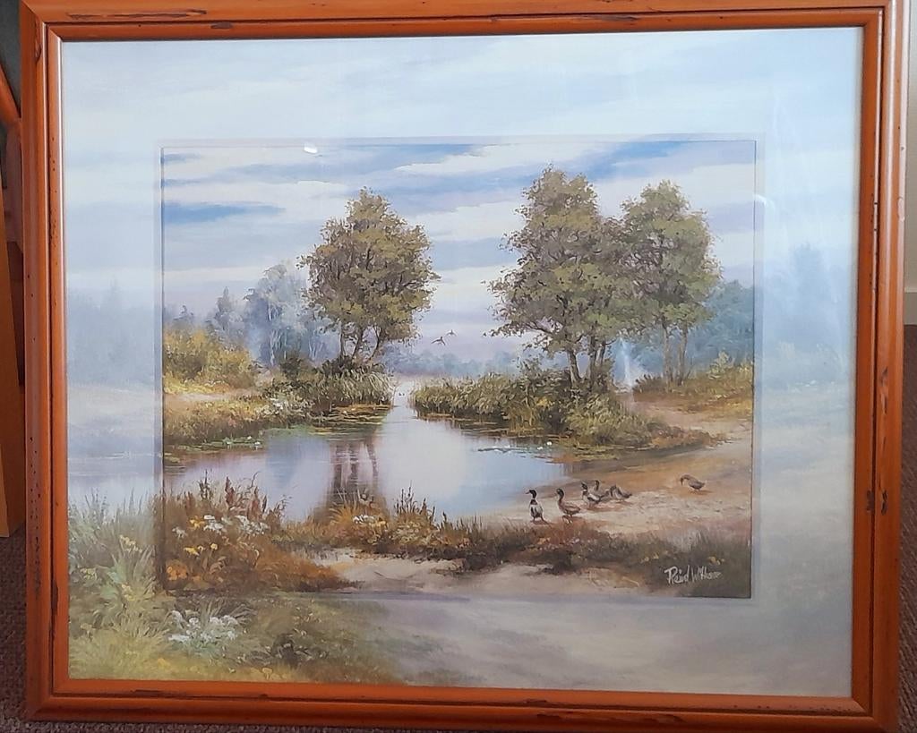 Reproductie van Reint Withaar in houten lijst achter glas, Antiek en Kunst, Kunst | Schilderijen | Klassiek, Ophalen