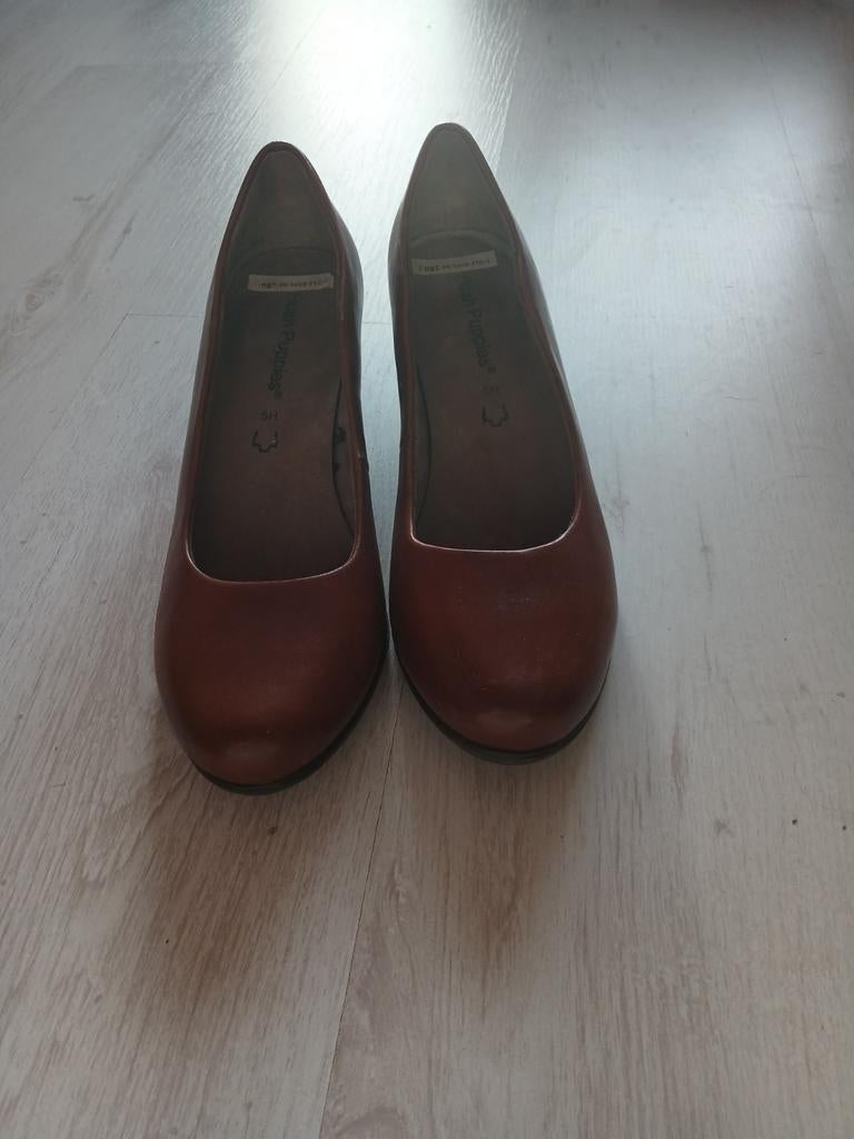 Cognac leren pumps, Ophalen of Verzenden, Zo goed als nieuw, Bruin
