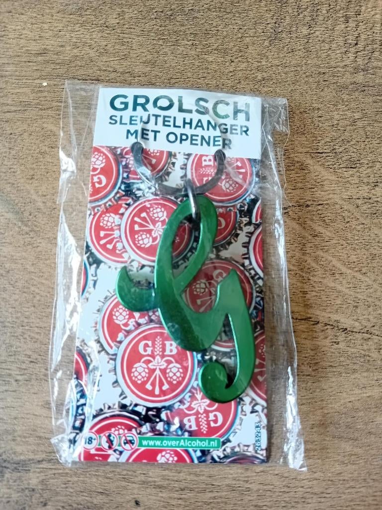 Grolsch sleutelhanger met opener groene G 6x4cm Nieuw!, Ophalen of Verzenden, Nieuw, Flesopener, Grolsch
