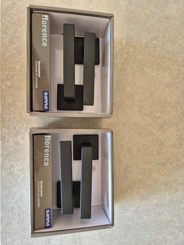 2 deurkruk sets florence, Gamma, zwart, nieuw, Doe-het-zelf en Verbouw, Hang- en Sluitwerk, Ophalen of Verzenden, Nieuw, Rvs, Klink of Kruk