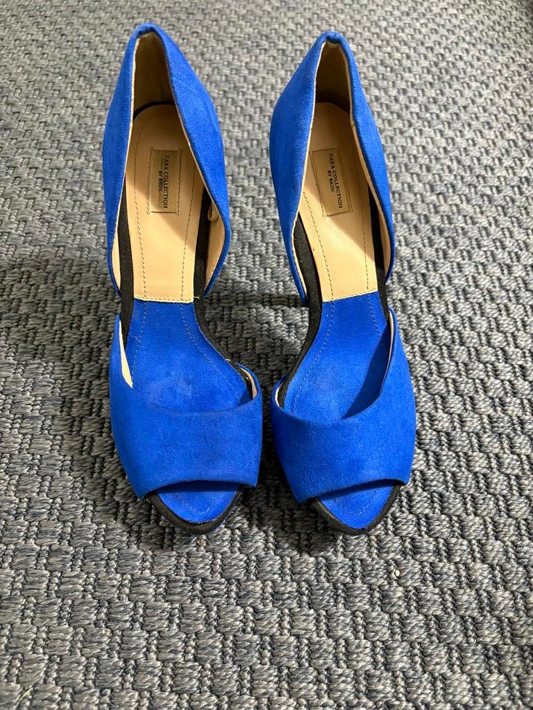 Blauwe Zara Collection pumps, Ophalen of Verzenden, Gedragen, Blauw, Pumps