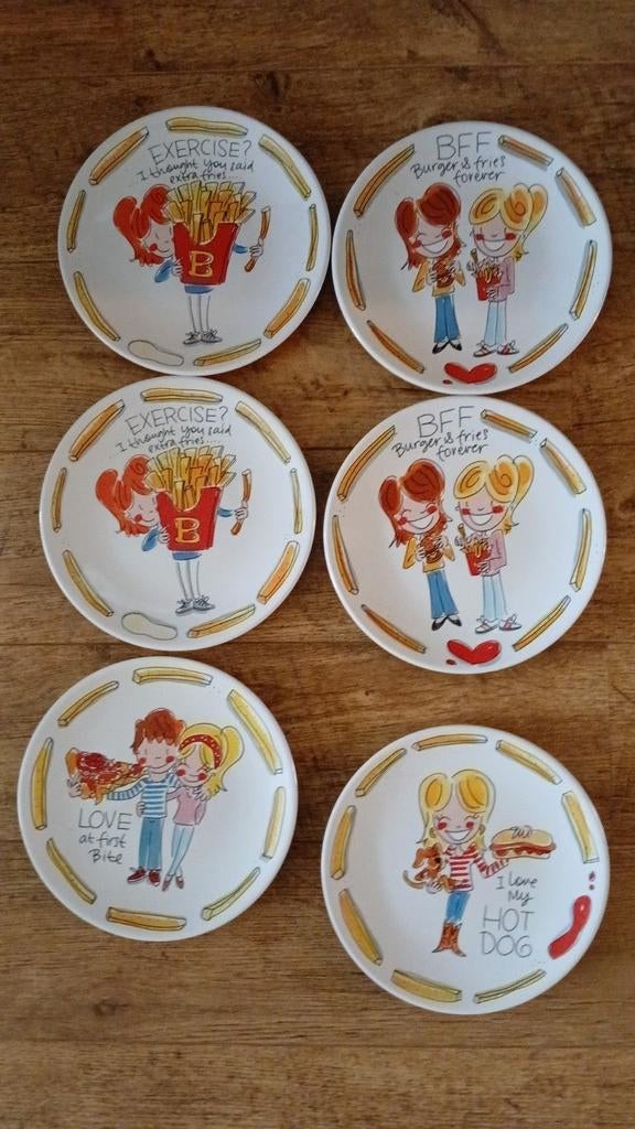 6x Blond Amsterdam snack attack patat / friet snack bordjes, Ophalen of Verzenden, Bord