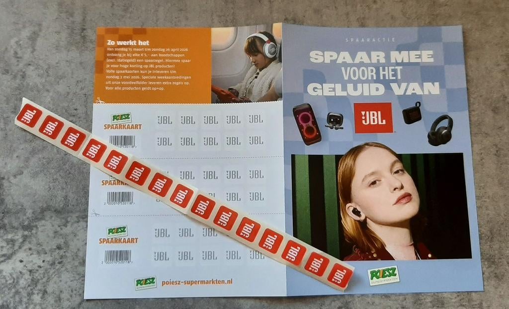 🎧 26 Poiesz JBL zegels. Hoge korting op JBL producten., Overige supermarkten, Ophalen of Verzenden