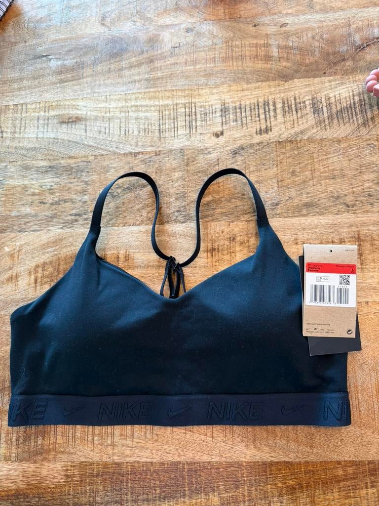 Nike sport BH top L zwart light support, Zwart, Maat 42/44 (L), Nieuw, Ophalen of Verzenden
