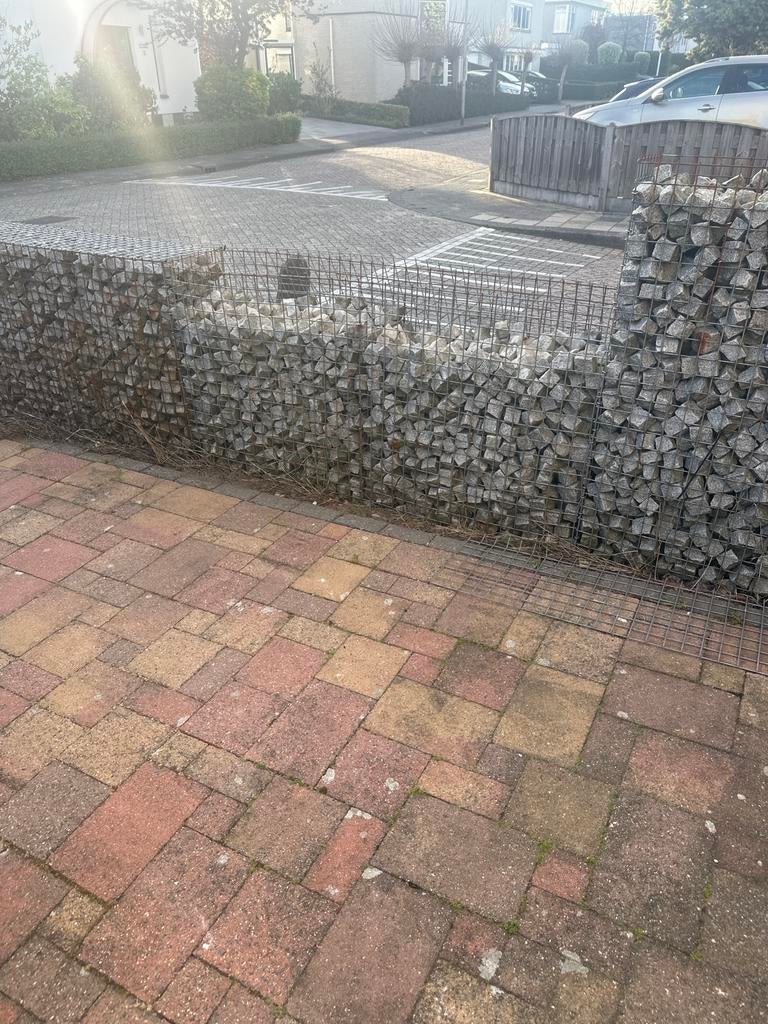 Schanskorven met graniet breukstenen / keien ( 2,5 m³), Tuin en Terras, Grind, Keien en Split, Ophalen, Gebruikt, Graniet, Kei